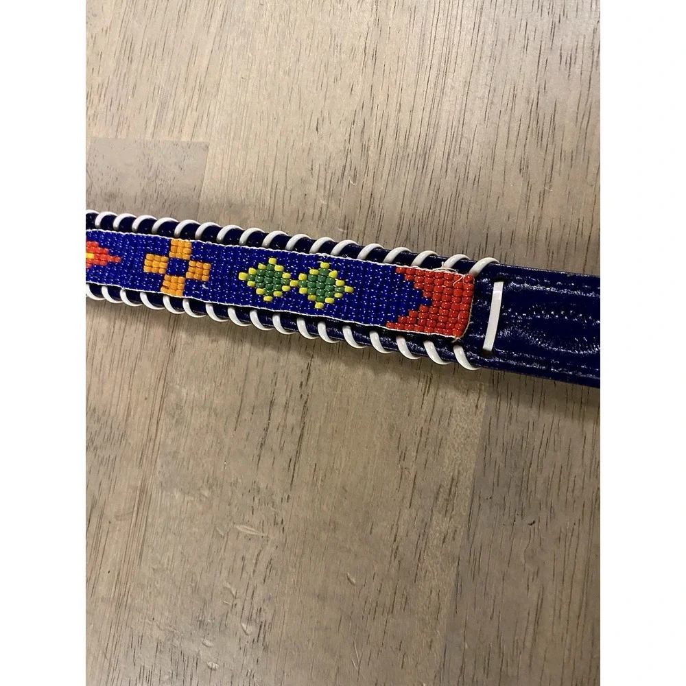 Veg Hand Beaded Tooled Leather Thunderbird Belt Western Native American HK 31.5